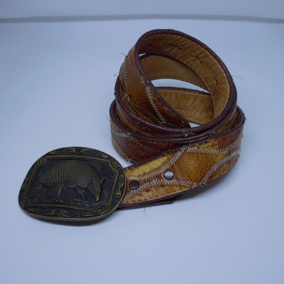 Justin Boots Other - Justin Genuine Ostrich Tan Belt Armadillo Buckle34